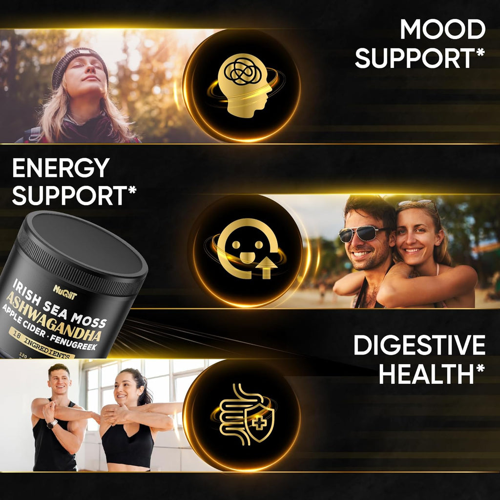 Ashwagandha Capsules - Irish Sea Moss - Apple Cider Vinegar & More - 120 Vegan Capsules