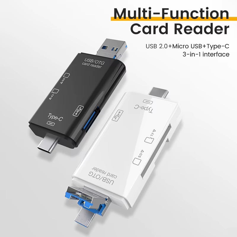 Multifunction 6 in 1 OTG SD Card Reader USB2.0 Type-C/Tf/Sd Memory Card Smart Cardreader for Laptop Accessories Adapter