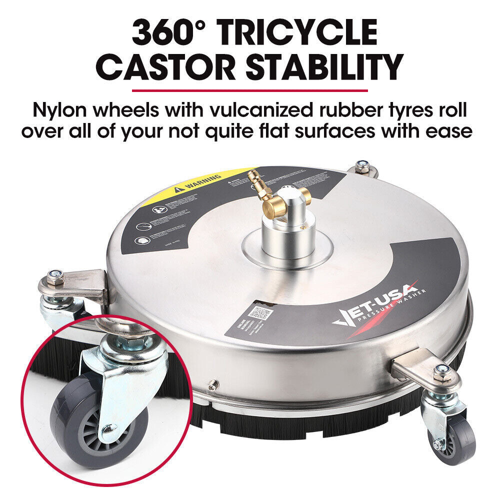 Jet-Usa 15" Pressure Washer Surface Cleaner Concrete Driveway Stainless Steel