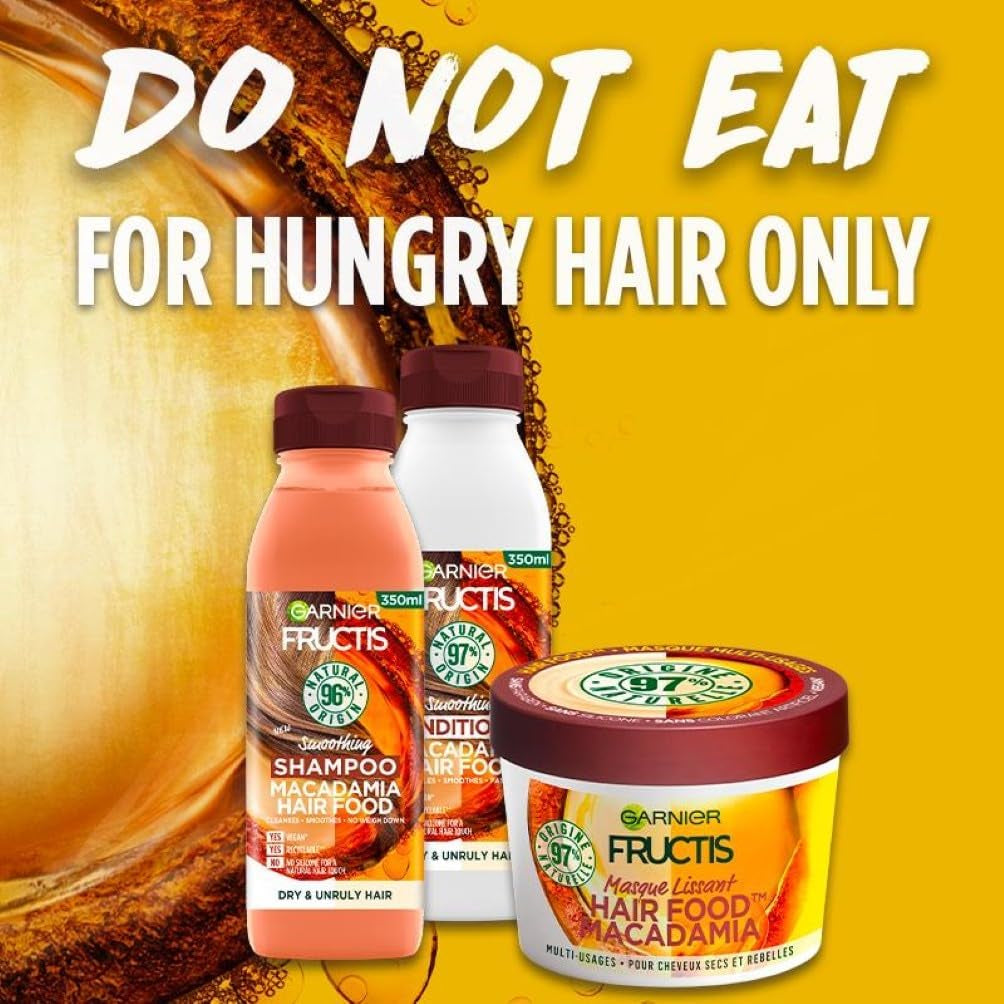 Fructis, 3-In-1 Hair Mask, Smoothing & Hydrating, Hair Food Macadamia, 390Ml
